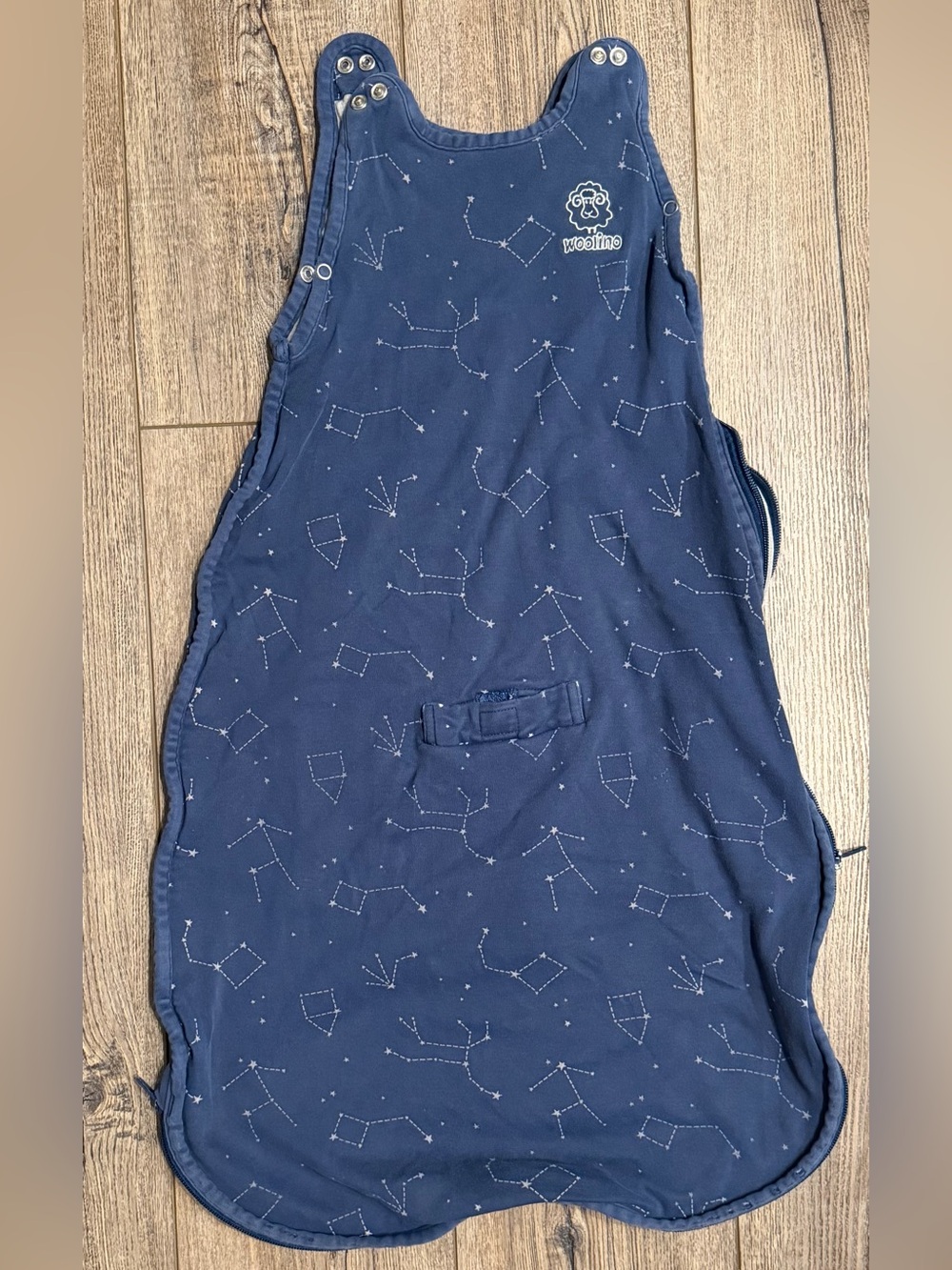 Woolino Navy Constellation Kids Sleep Sack - Cozy Sleeveless Pajama Sack